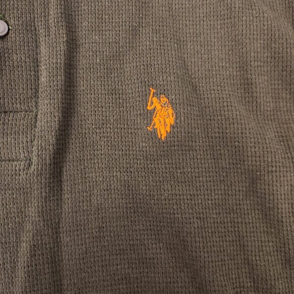 US Polo Association Thermal Top 1/4 Button Long Sleeve Mens XXL Dark Olive NEW - Picture 4 of 14